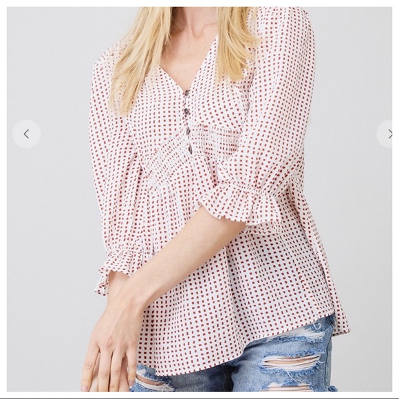 #07 Evelyne Boho 3/4 Sleeve Button Down Tunic top - Picture 2 of 4